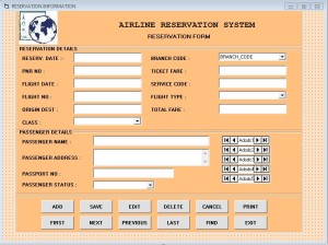 Airline Reservation Program For Visual Basic